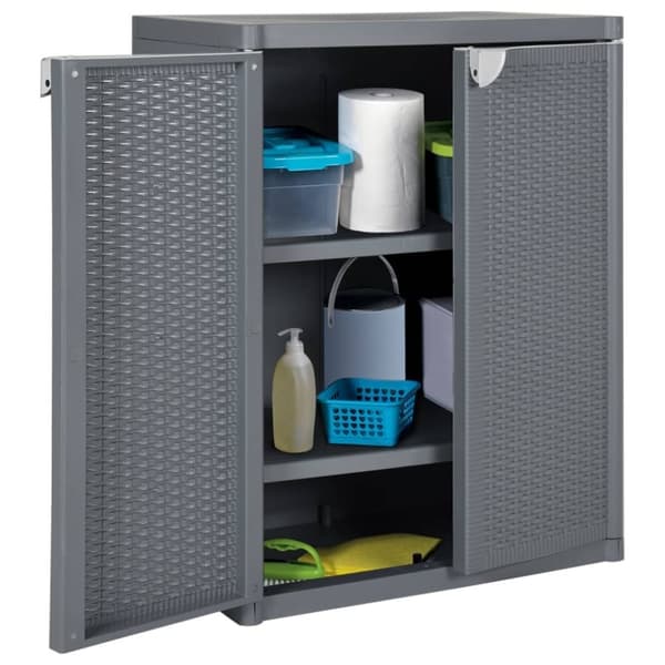 vidaXL Oppbevaringsskap for hage 65x45x88 cm PP rotting grå