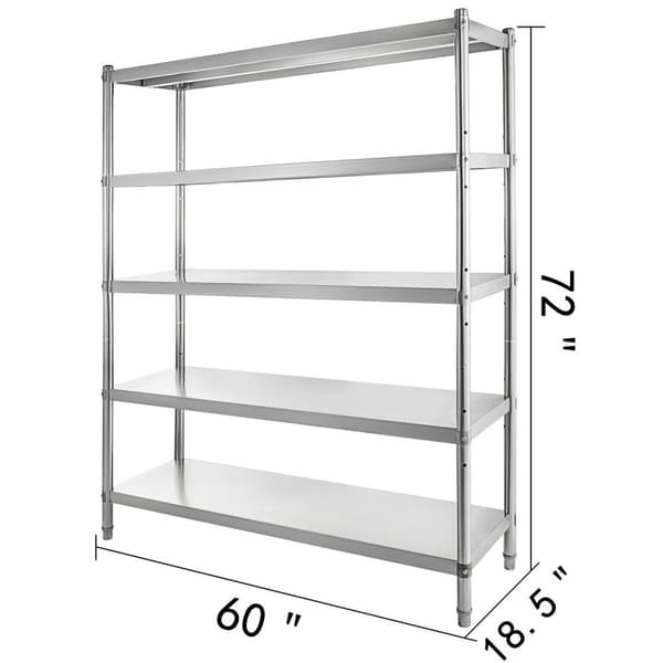 Rostfritt Stålhylla för 330 kg - 4/5-vånings, tvärbalk, ventilhål för fräschör.