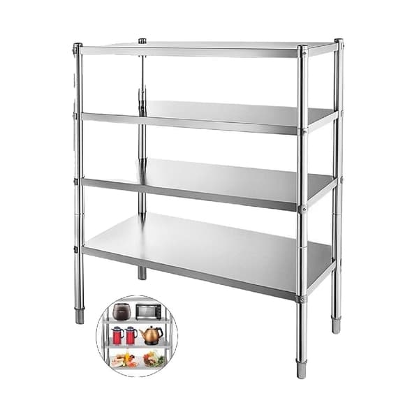 330 lbs Kapacitet 5-Tier Rustfrit Stål Hylde - Krydsbjælke Design, Ventilhuller til Friskhed 4 Tier 45in x 17in