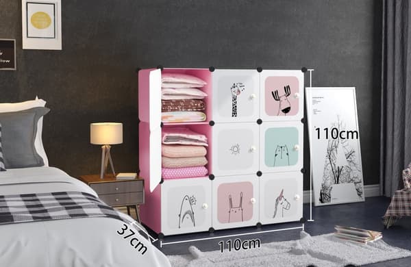 Leksaksskåp - modulskåp - 110x37x110 cm - rosa