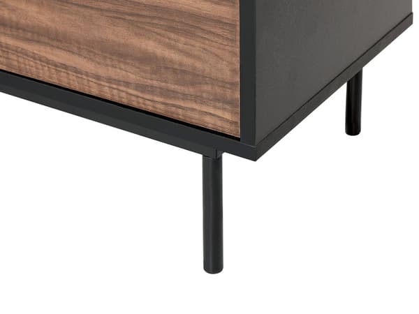 Skænk Sort Mørkt Træ Kommode med Skuffer og Låger Opbevaring Tilbehør til Stuen Lav Tvbænk Minimalistisk Design