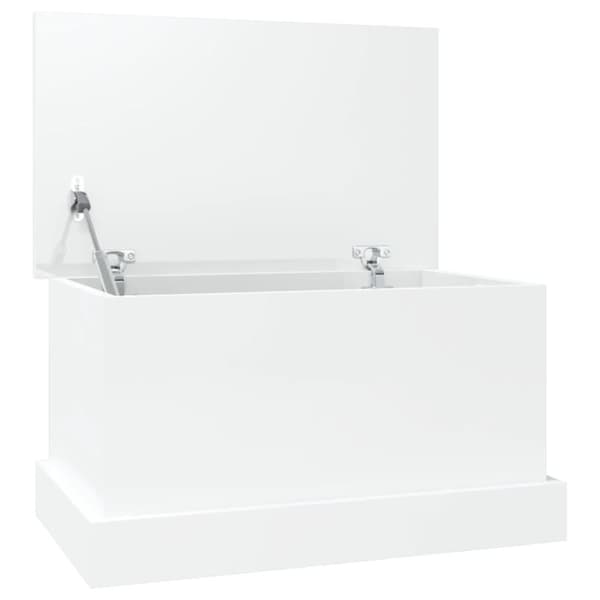 vidaXL opbevaringskasse 50x30x28 cm konstrueret træ hvid højglans