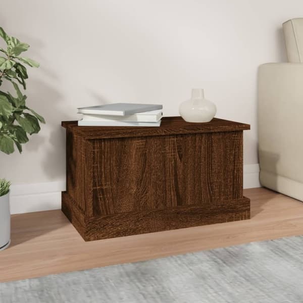 vidaXL opbevaringskasse 50x30x28 cm konstrueret træ brun egetræsfarve