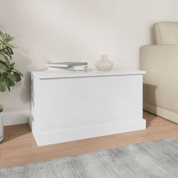 vidaXL opbevaringskasse 70x40x38 cm konstrueret træ hvid højglans