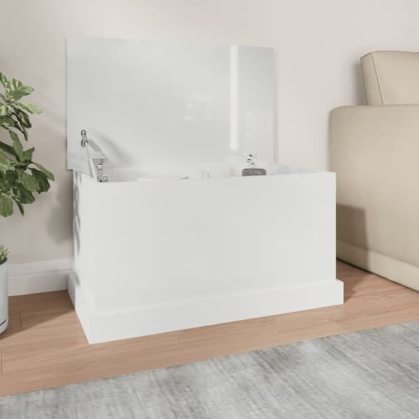 vidaXL opbevaringskasse 70x40x38 cm konstrueret træ hvid højglans