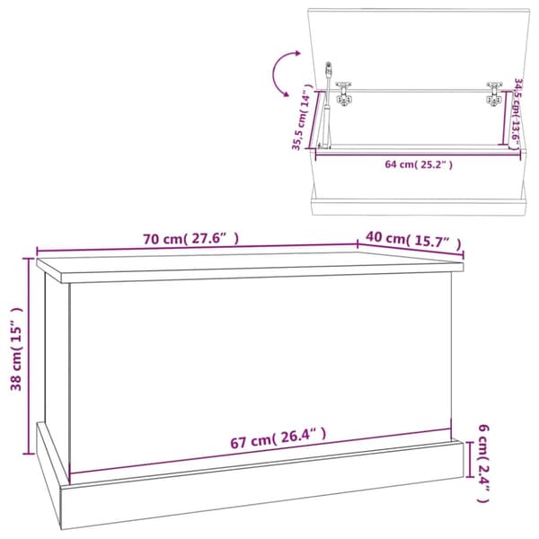 vidaXL opbevaringskasse 70x40x38 cm konstrueret træ betongrå