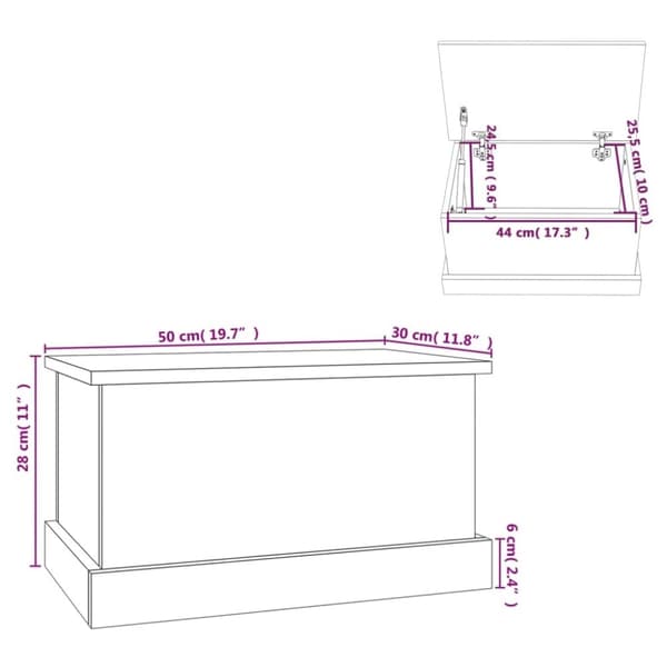 vidaXL Oppbevaringsboks betonggrå 50x30x28 cm konstruert tre