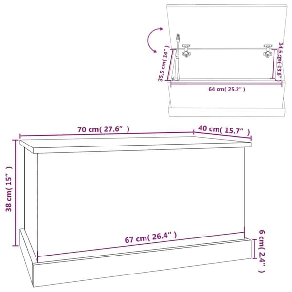 vidaXL opbevaringskasse 70x40x38 cm konstrueret træ grå sonoma-eg