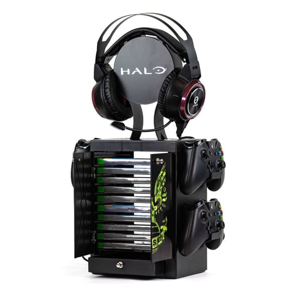 Numskull - Halo - Officiell UNSC-logotyp förvaringsenhet för 4 handkontroller - 10 spel - 1 headset