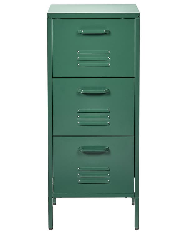 Toimistokaappi tummanvihreä 43 x 103 x 40 cm teräs matta 3 laatikkoa teollinen E-pinnoite