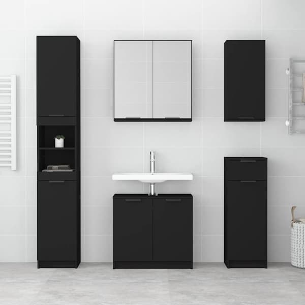 vidaXL Baderomsskap svart 64,5x33,5x59 cm konstruert tre