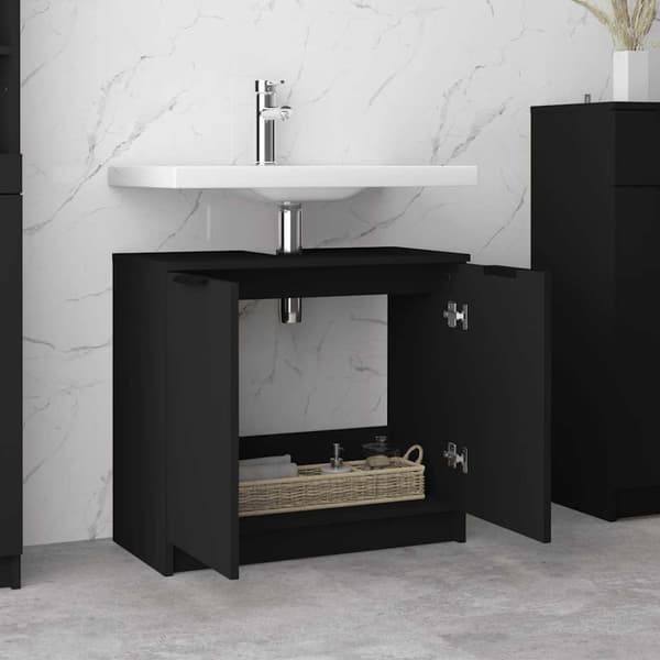 vidaXL Baderomsskap svart 64,5x33,5x59 cm konstruert tre