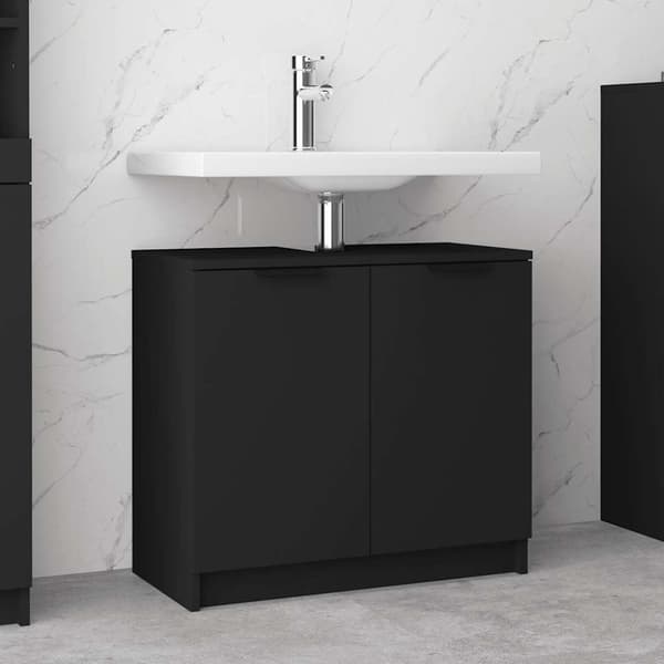 vidaXL Baderomsskap svart 64,5x33,5x59 cm konstruert tre