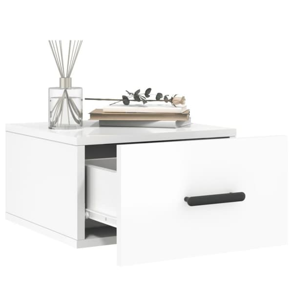 vidaXL Veggmonterte nattbord 2 stk høyglans hvit 35x35x20 cm