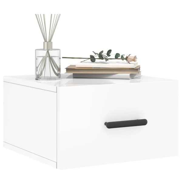 vidaXL Veggmonterte nattbord 2 stk høyglans hvit 35x35x20 cm