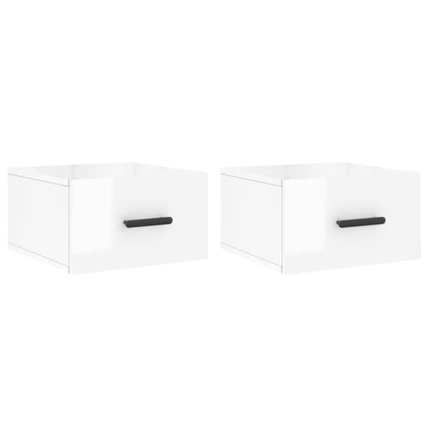 vidaXL Veggmonterte nattbord 2 stk høyglans hvit 35x35x20 cm