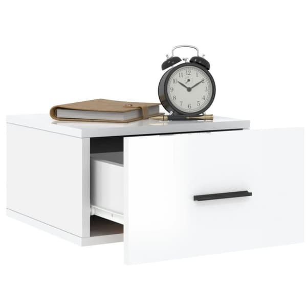vidaXL væghængte sengeborde 2 stk. 50x36x25 cm hvid højglans