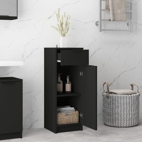vidaXL badeværelsesskab 32x34x90 cm konstrueret træ sort