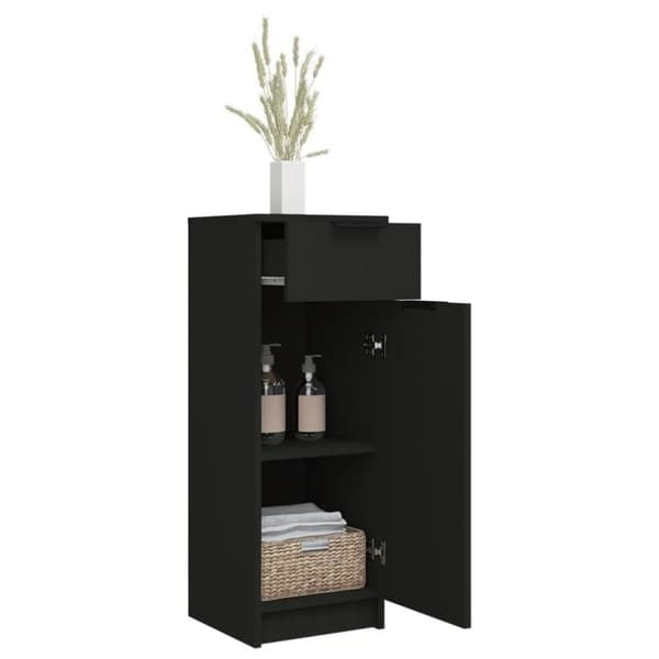 vidaXL badeværelsesskab 32x34x90 cm konstrueret træ sort