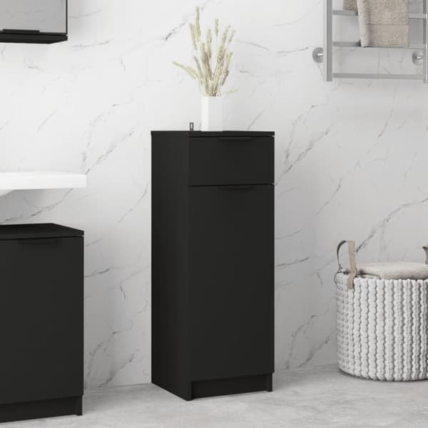 vidaXL badeværelsesskab 32x34x90 cm konstrueret træ sort