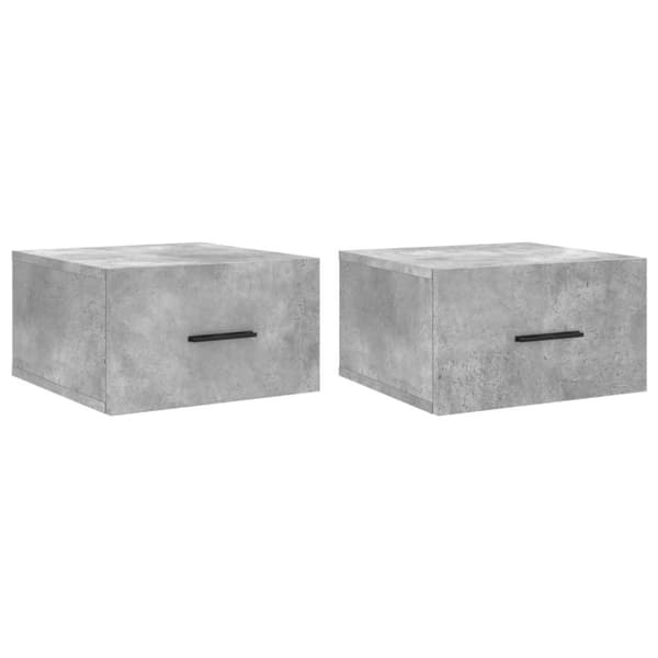 vidaXL Veggmonterte nattbord 2 stk betonggrå 35x35x20 cm