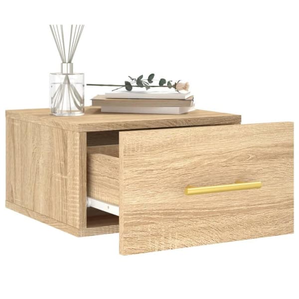 vidaXL Seinäkiinnitettävät yöpöydät 2 kpl Sonoma-tammi 35x35x20 cm
