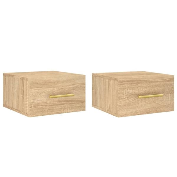 vidaXL Seinäkiinnitettävät yöpöydät 2 kpl Sonoma-tammi 35x35x20 cm