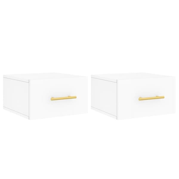 vidaXL Veggmonterte nattbord 2 stk hvit 35x35x20 cm