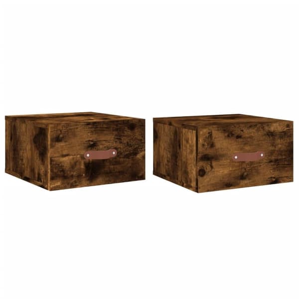 vidaXL væghængte sengeborde 2 stk. 35x35x20 cm røget egetræsfarve
