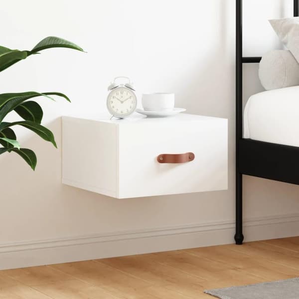vidaXL væghængt sengebord 35x35x20 cm hvid højglans