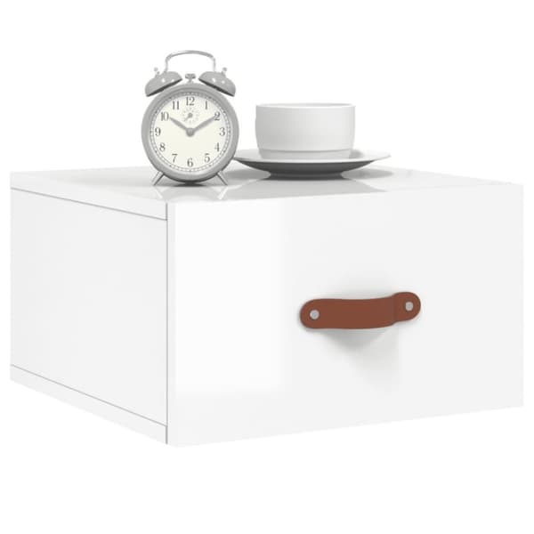 vidaXL væghængt sengebord 35x35x20 cm hvid højglans