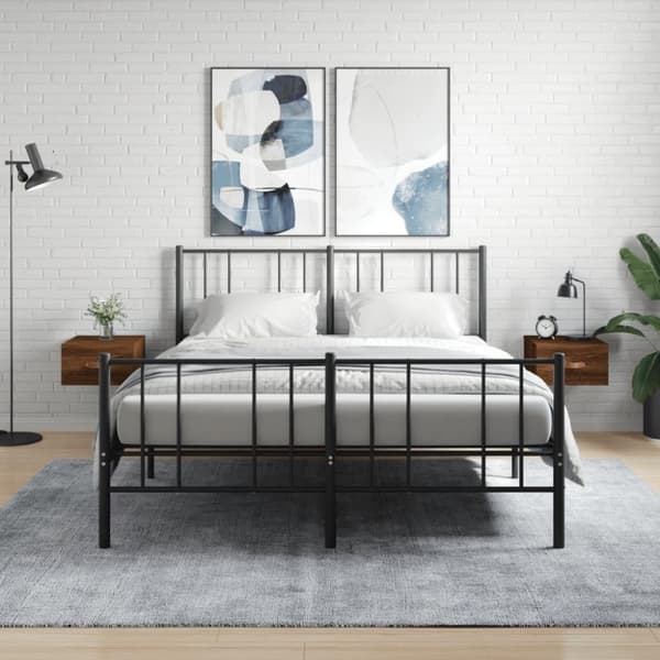 vidaXL Seinäkiinnitettävät yöpöydät 2 kpl ruskea tammi 35x35x20 cm