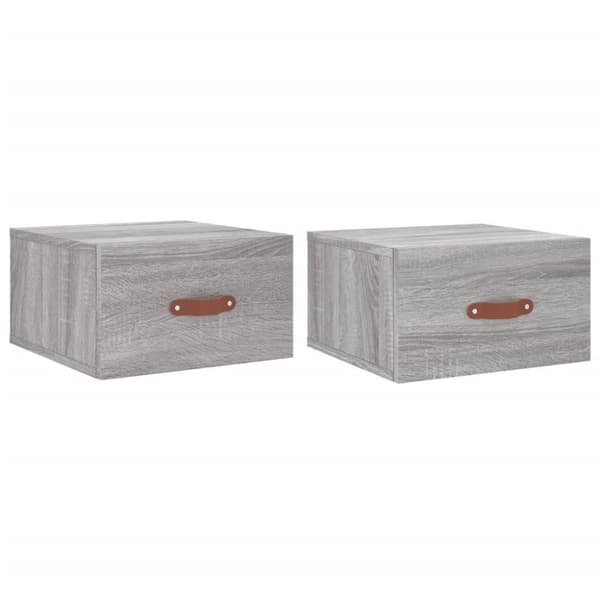 vidaXL Seinäkiinnitettävät yöpöydät 2 kpl harmaa Sonoma 35x35x20 cm