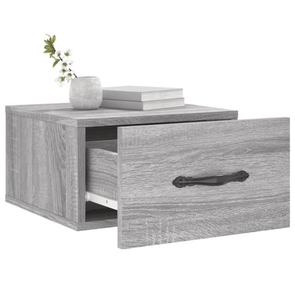 vidaXL Seinäkiinnitettävät yöpöydät 2 kpl harmaa Sonoma 35x35x20 cm