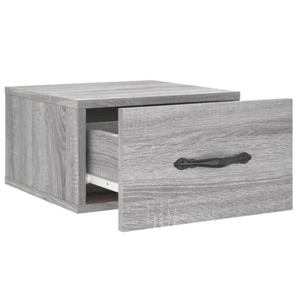 vidaXL Seinäkiinnitettävät yöpöydät 2 kpl harmaa Sonoma 35x35x20 cm