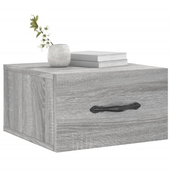 vidaXL Seinäkiinnitettävät yöpöydät 2 kpl harmaa Sonoma 35x35x20 cm