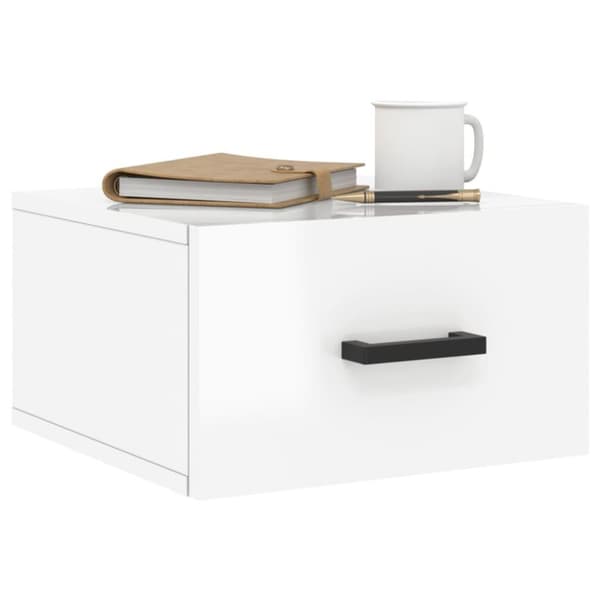 vidaXL Veggmonterte nattbord 2 stk høyglans hvit 35x35x20 cm