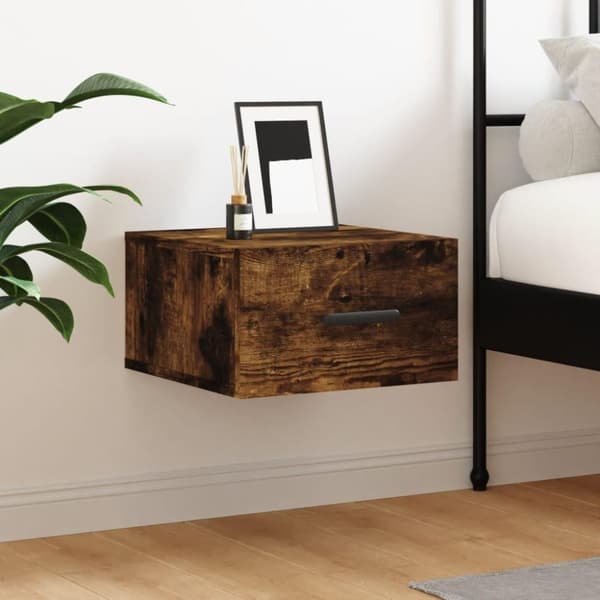 vidaXL væghængt sengebord 35x35x20 cm røget egetræsfarve