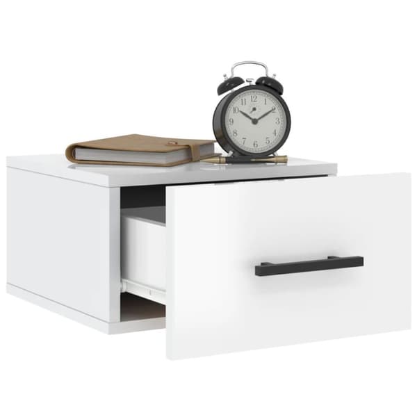 vidaXL væghængt sengebord 35x35x20 cm hvid højglans