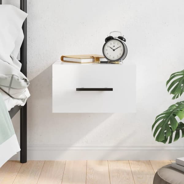 vidaXL væghængt sengebord 35x35x20 cm hvid højglans