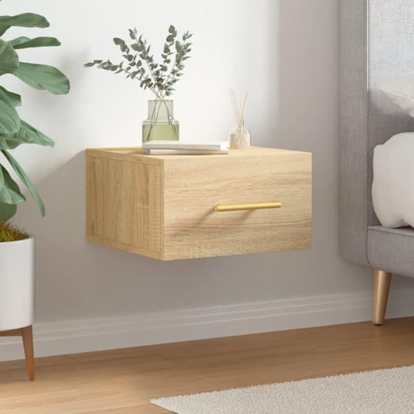 vidaXL væghængt sengebord 35x35x20 cm sonoma-eg