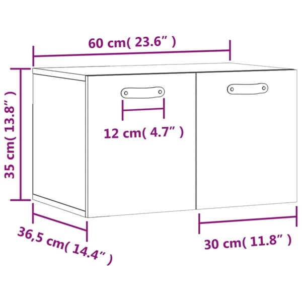 vidaXL Veggskap grå sonoma 60x36,5x35 cm konstruert tre
