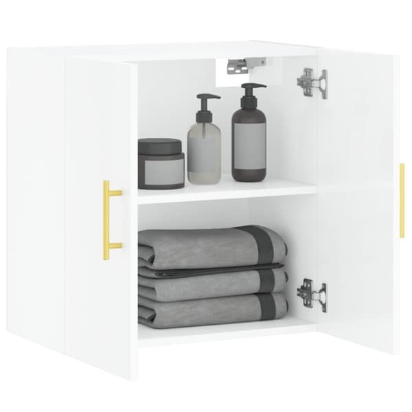 vidaXL vægskab 60x31x60 cm konstrueret træ hvid højglans