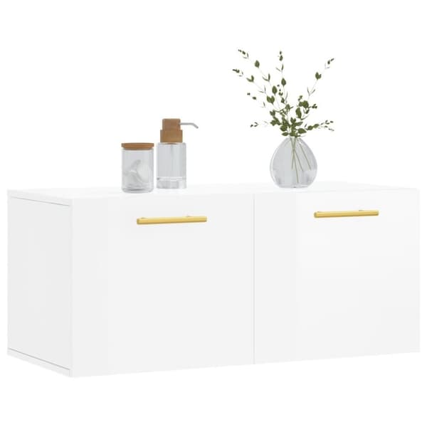 vidaXL Veggskap høyglans hvit 80x36,5x35 cm konstruert tre