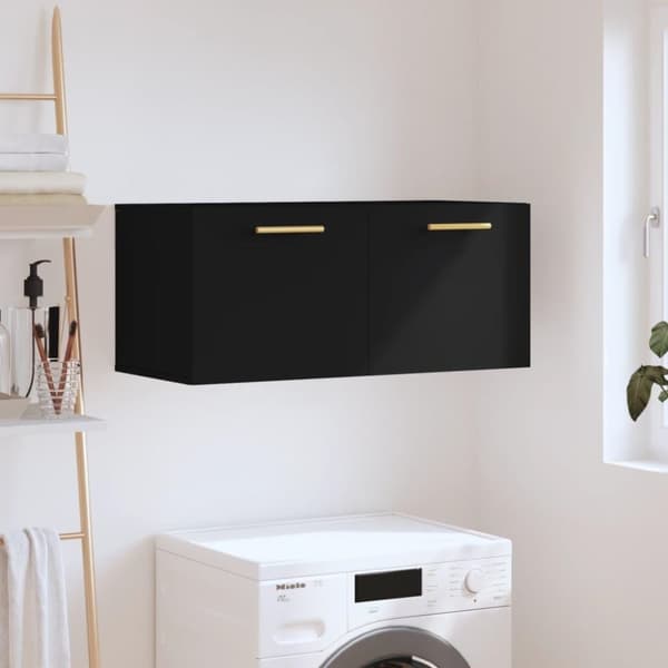 vidaXL Seinäkaappi musta 80x36,5x35 cm tekninen puu