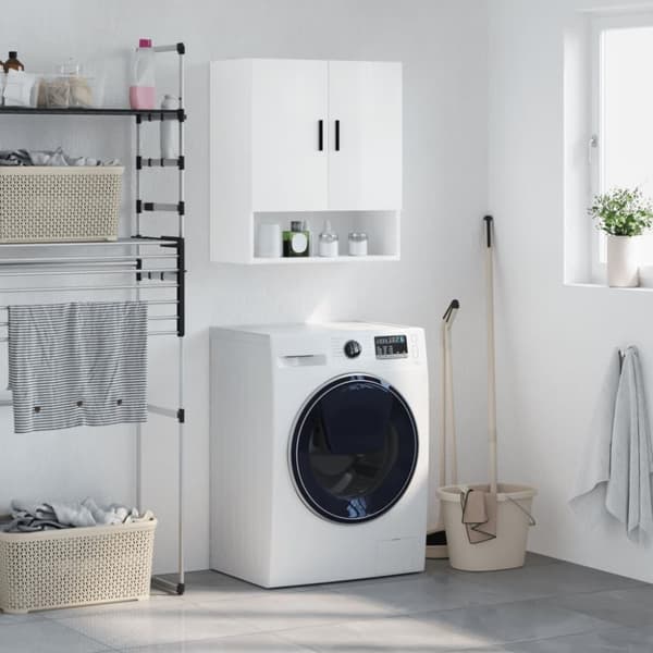 vidaXL vægskab 60x31x70 cm konstrueret træ hvid højglans