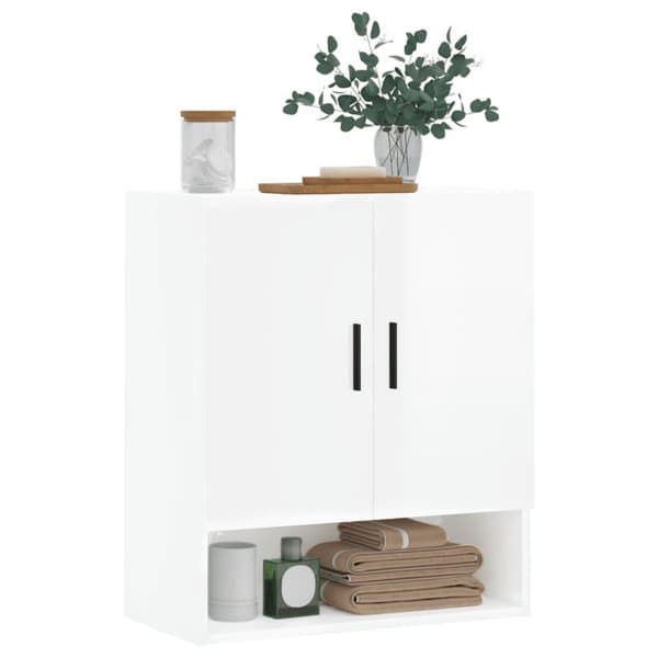 vidaXL vægskab 60x31x70 cm konstrueret træ hvid højglans