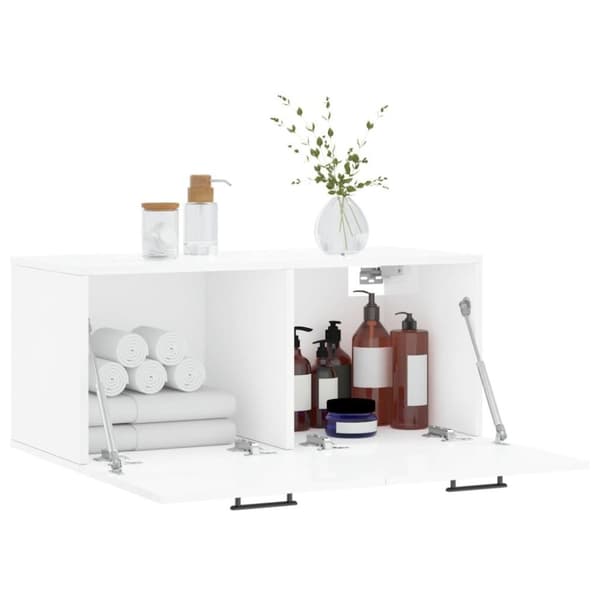 vidaXL Veggskap høyglans hvit 80x36,5x35 cm konstruert tre