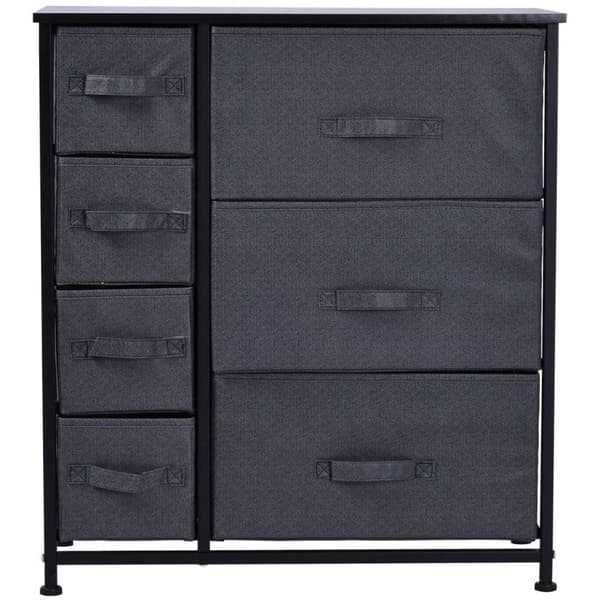 Nancy's Shoreview Ladekast - Opbergkast - Ladekast - 7 Stoffen Lades - Hout - Linne - Grijs - 63,5 x 30 x 71 cm