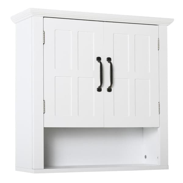 Rootz Cabinet - Bathroom Cabinet - Kitchen Cabinet - Wall Cabinet - Bathroom Shelf - Wood - White - 60 x 19.8 x 58 cm